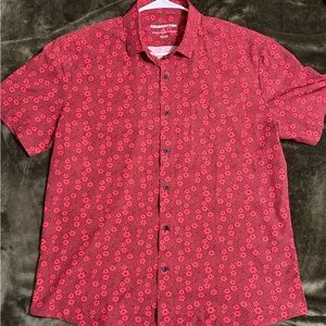 Bearbottom Men's Red Floral Short-Sleeve Button-Down Shirt